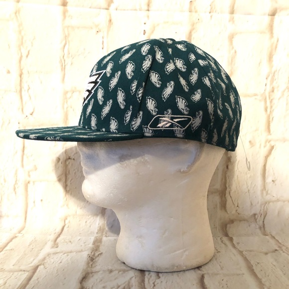Philadelphia Eagles Reebok Logo All Over Print Fitted 7 5/8 Hat Cap Green NFL